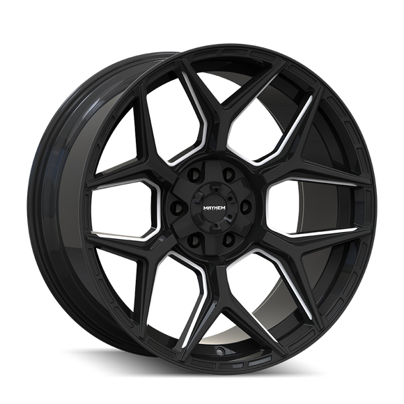 22x10 Mayhem Vanquish Gloss Black Milled 6x135 ET-19 CB106.1 Wheel Rim