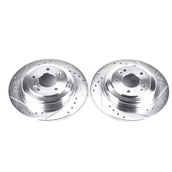 PowerStop Evolution Drilled Slotted Rotors Pair Rear For Hyundai Genesis Coupe