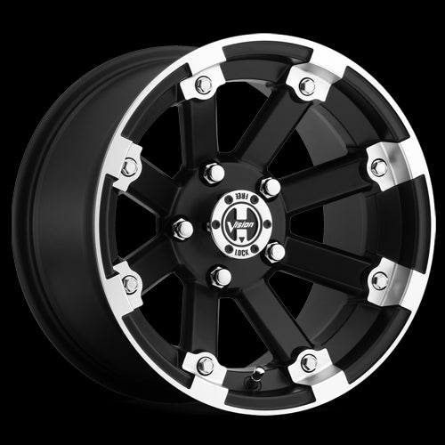 14x8 Vision 393 Lockout Black Machined Lip 5x114.3 5x4.5 ET-10.2 Wheel Rim