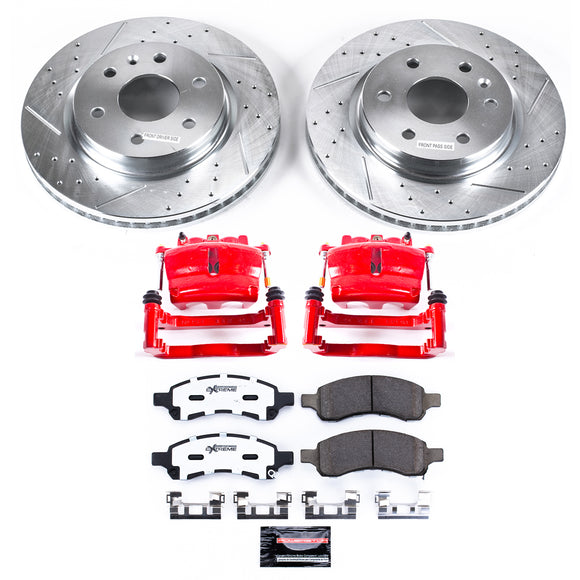 PowerStop Z36 Truck and SUV Ceramic Brake Pad, Drilled & Slotted Rotor, and Cali