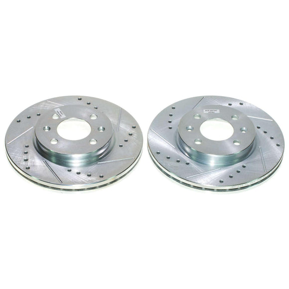 PowerStop Evolution Drilled Slotted Rotors Pair Front For Hyundai Accent