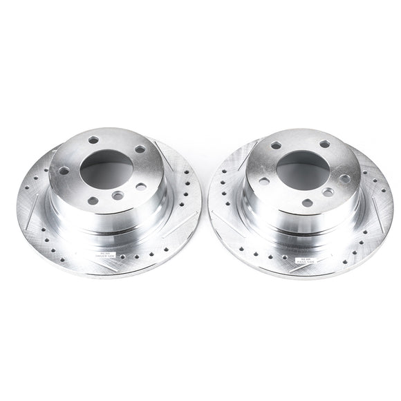 PowerStop Evolution Drilled Slotted Rotors Pair Rear For BMW 318ti