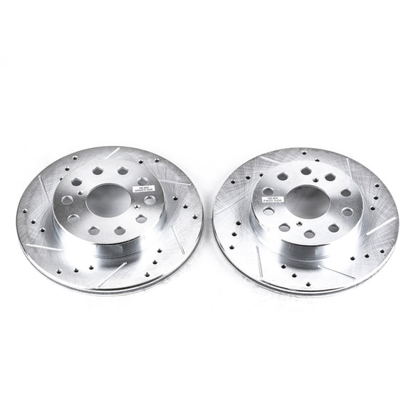 PowerStop Evolution Drilled Slotted Rotors Pair Rear For Toyota MR2