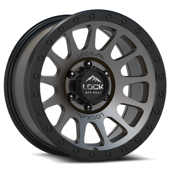 20x10 Lock Off-Road Yosemite Matte Gray Black Ring 6x135 ET-18 Wheel Rim