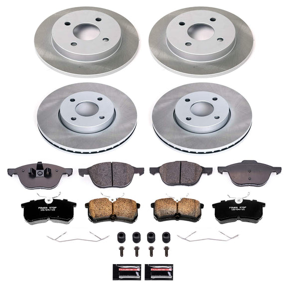 PowerStop Semi-Coated Rotor and Low-Dust Ceramic Brake Pad Kit