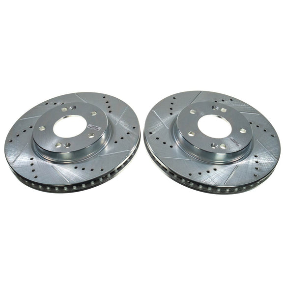 PowerStop Evolution Drilled Slotted Rotors Pair Front For Hyundai Elantra