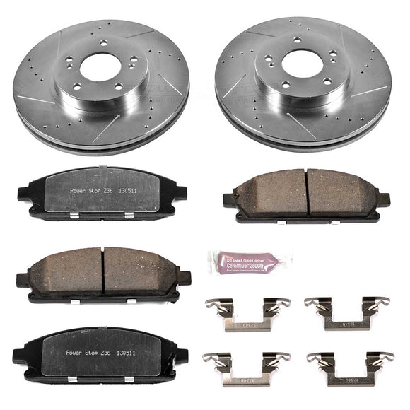 PowerStop Z36 Carbon-Fiber Ceramic Brake Pad with Drilled and Slotted Rotor Kit