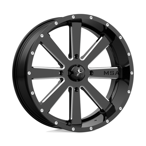 20X7 MSA Offroad Wheels Flash Gloss Black Milled Wheel/Rim 4x156 ET0