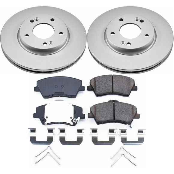 PowerStop Genuine Geomet Coated Rotor and Low-Dust Ceramic Brake Pad Kit