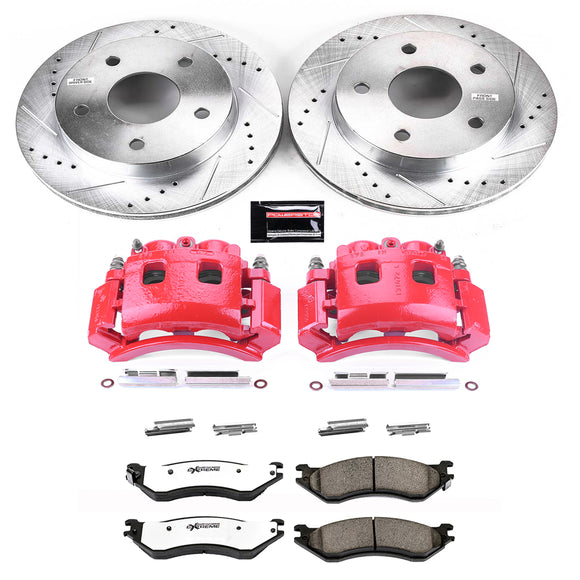PowerStop Z36 Truck and SUV Ceramic Brake Pad, Drilled & Slotted Rotor, and Cali
