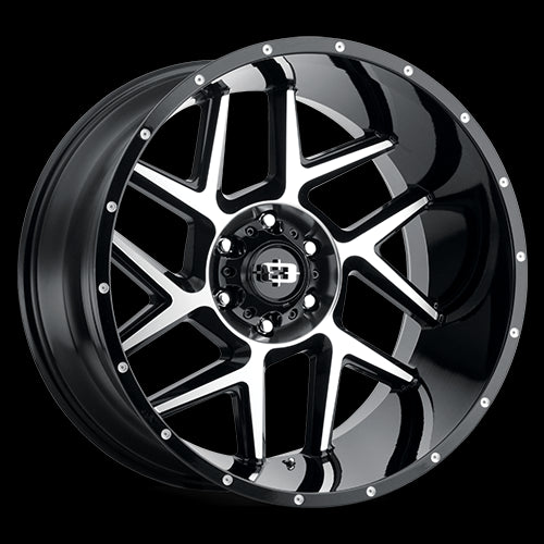 20x9 Vision 360 Sliver Gloss Black Machined Face 6x135 ET12 Wheel Rim