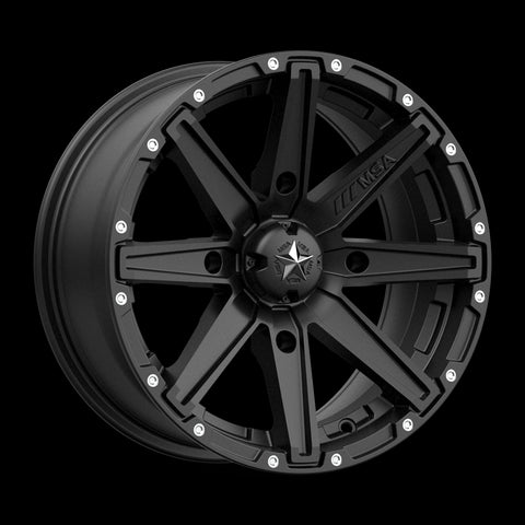 15X7 MSA Offroad Wheels Clutch Satin Black Wheel/Rim 4x156 ET10