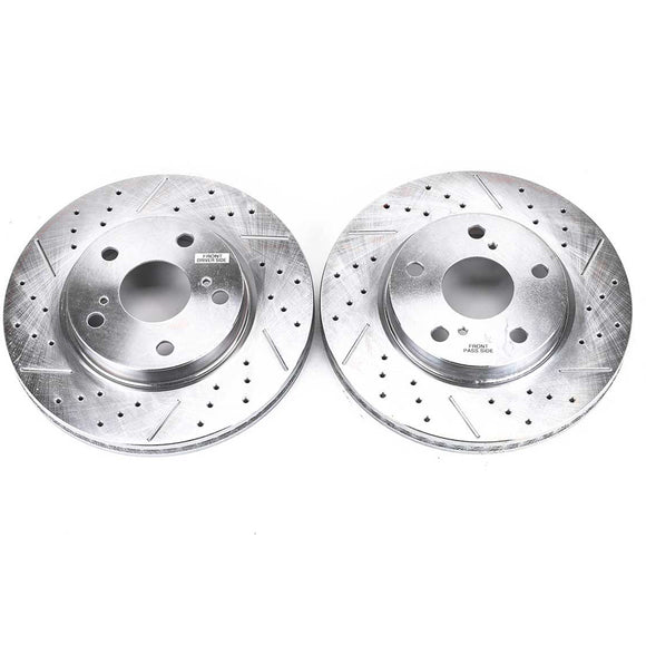PowerStop Evolution Drilled Slotted Rotors Pair Front For Toyota RAV4