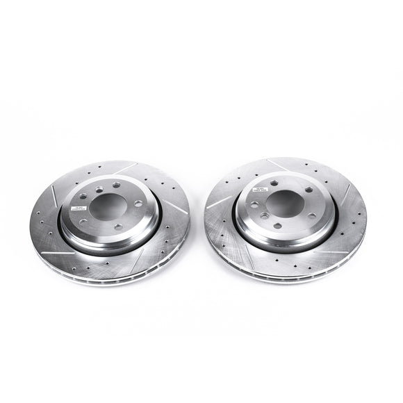 PowerStop Evolution Drilled Slotted Rotors Pair Rear For BMW 330i