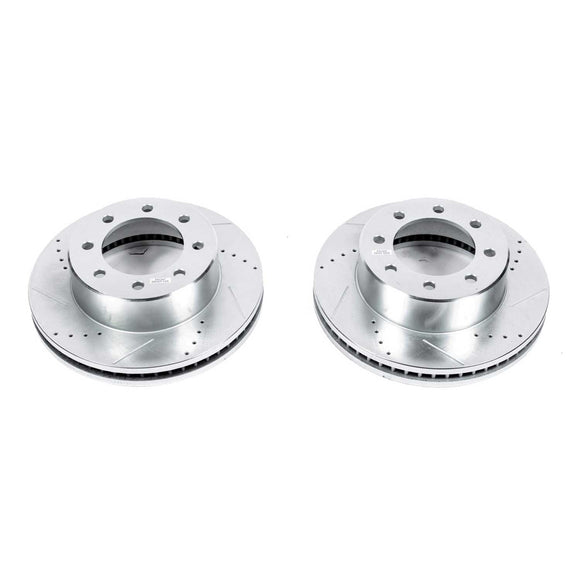 PowerStop Evolution Drilled Slotted Rotors Pair Front For Dodge Ram 2500