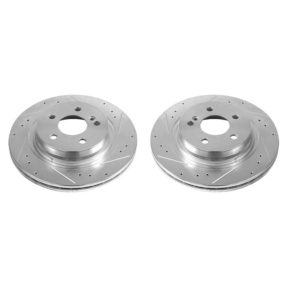 PowerStop Evolution Drilled Slotted Rotors Pair Rear For Mercedes-Benz C350