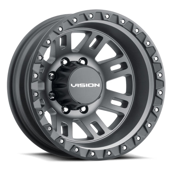 17x6.5 Vision 408 Manx 2 Dually Satin Grey Wheel 8x165.1 ET-143 CB125.2