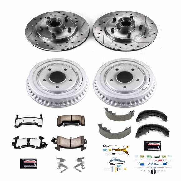PowerStop Z36 Ceramic Brake Pads with Drilled Slotted Rotors and Drum Shoe Kit