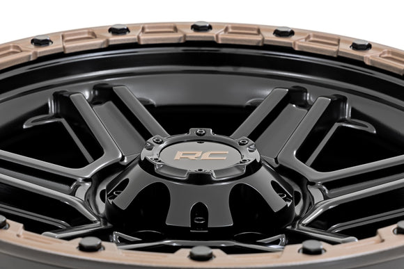 18x9 Rough Country 79 Series Black with Bronze Ring 6x135 ET-12 Wheel Rim