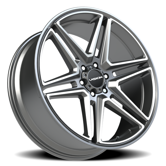 24x9.5 Vision 476 Wedge Gun Metal Machined Face Wheel 6x139.7 ET30 CB78.1