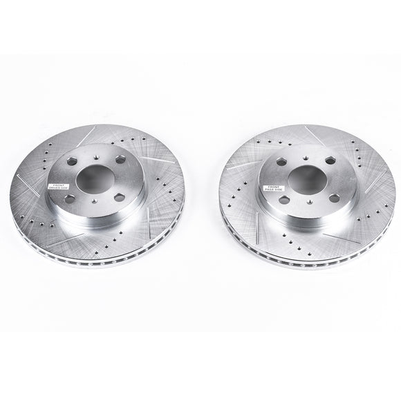 PowerStop Evolution Drilled Slotted Rotors Pair Front For Scion xA