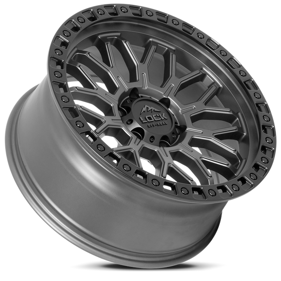 20x9 Lock Off-Road Combat Matte Grey W Matte Black Ring 5x127 ET0 Wheel