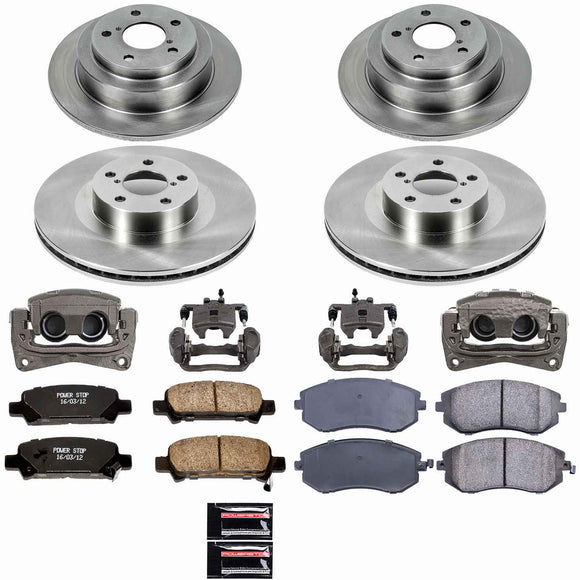 PowerStop OE Stock Replacement Low-Dust Ceramic Brake Pad, Rotor and Caliper Kit