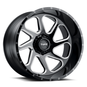 24X14 Tuff T2B Gloss Black W/ Milled Spokes 5X127 ET-72 wheel/rim