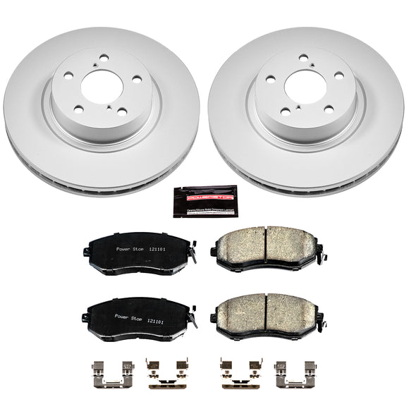 PowerStop Genuine Geomet Coated Rotor and Low-Dust Ceramic Brake Pad Kit