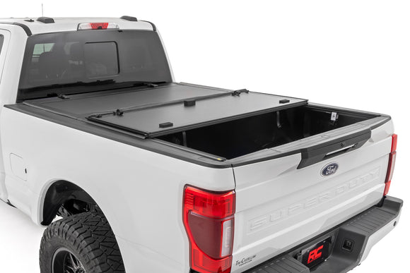 Rough Country Hard Tri-Fold Bed Cover 6'10" Bed For Ford Super Duty 17-23