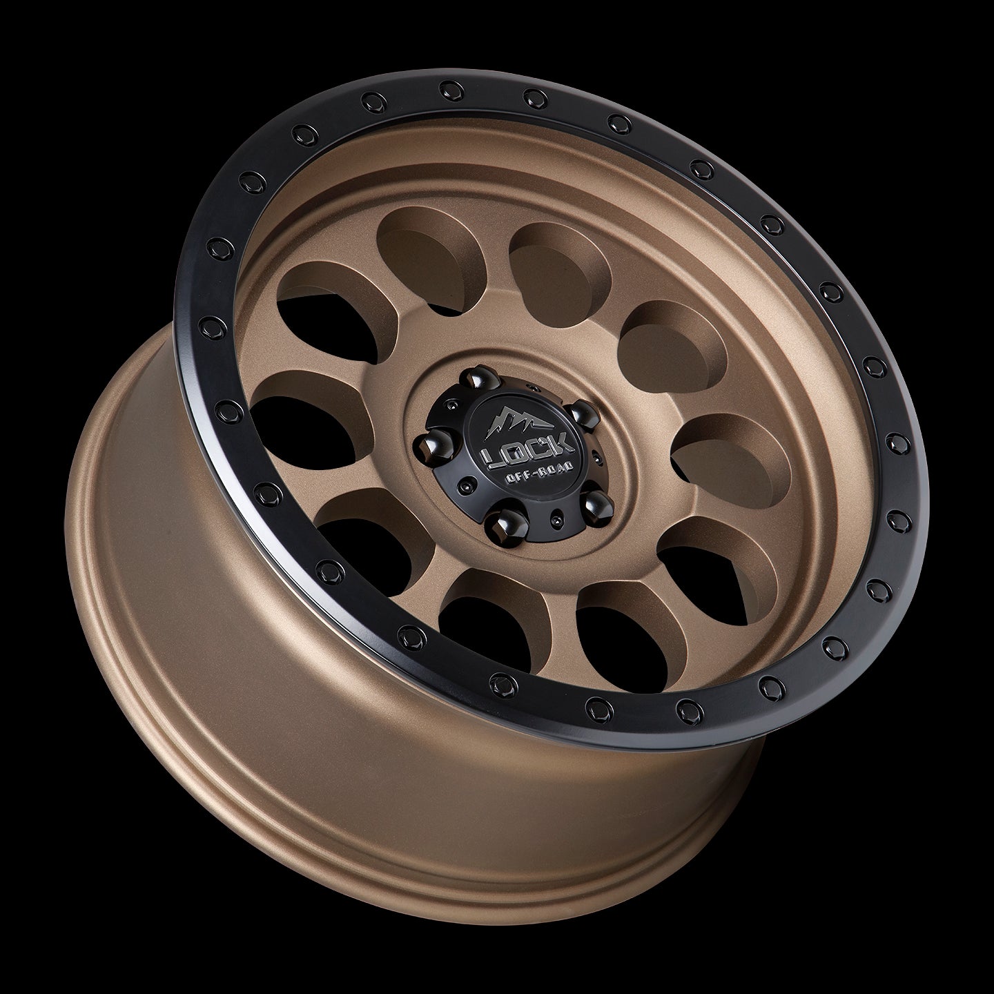 17x9 Lock Off-Road .50 CAL Bronze Black Ring 6x139.7 6x5.5 ET-12 Wheel