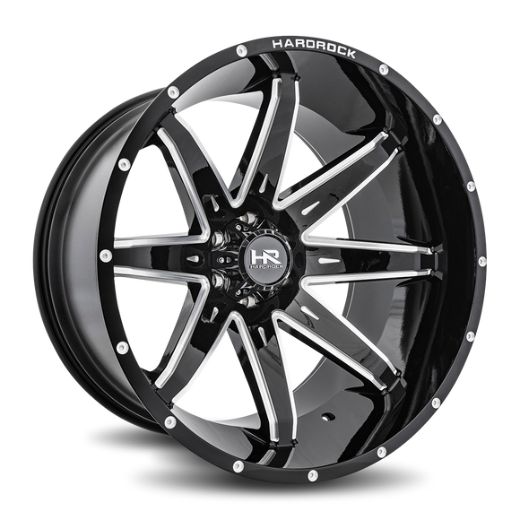 24x14 Hardrock Painkiller XPosed Gloss Black Milled 5x150 ET-76 wheel/rim