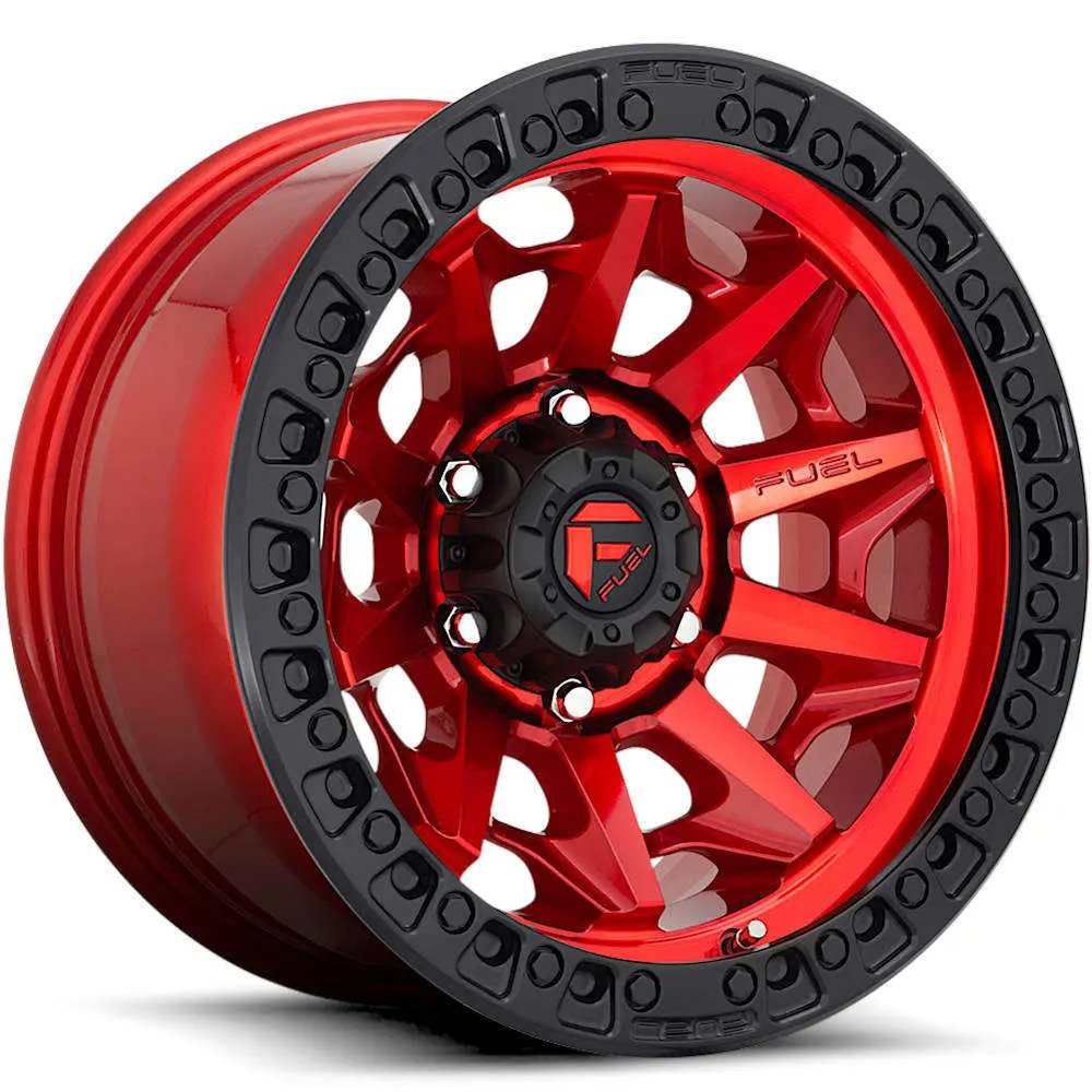 18X9 Fuel D695 Covert Candy Red Black Bead Ring 6X135 ET-12 wheel/rim - 0