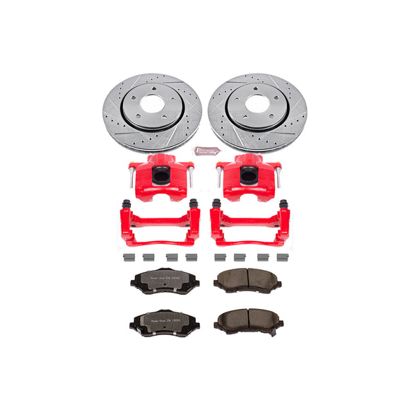 PowerStop Z36 Truck and SUV Ceramic Brake Pad, Drilled & Slotted Rotor, and Cali
