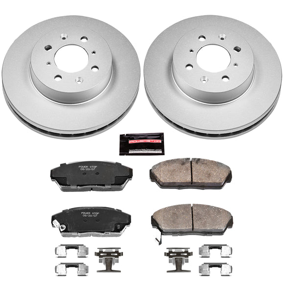 PowerStop Genuine Geomet Coated Rotor and Low-Dust Ceramic Brake Pad Kit