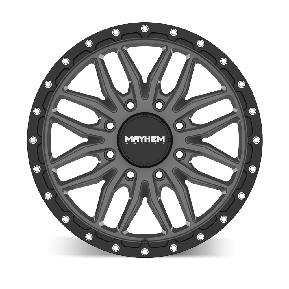20x9 Mayhem Vector Matte Gunmetal Black Lip 8x165.1 ET18 CB125.2 Wheel ...