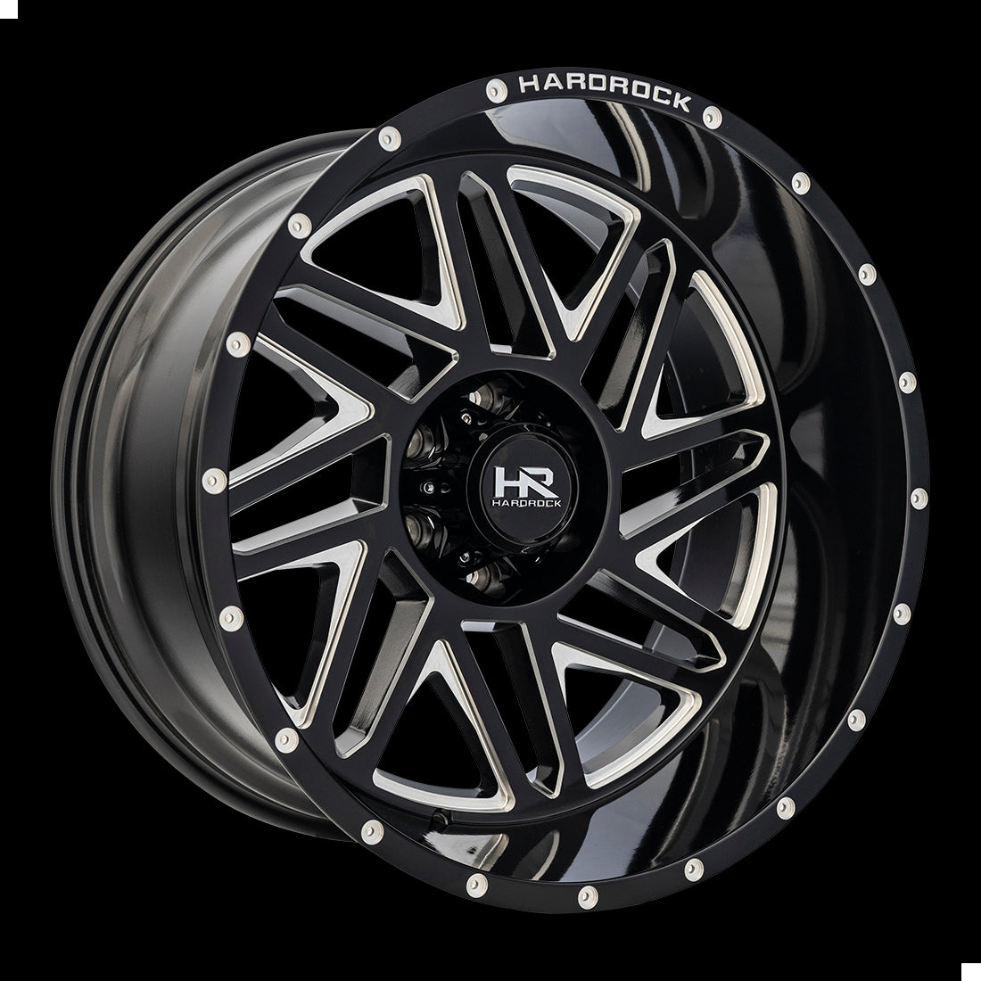 24x14 Hardrock Bones XPosed Gloss Black Milled 8x180 ET-76 wheel/rim - 0