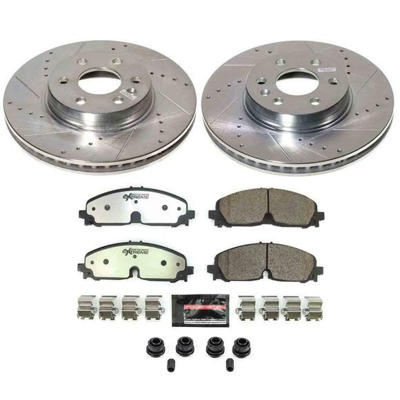 PowerStop Z36 Carbon-Fiber Ceramic Brake Pad with Drilled and Slotted Rotor Kit