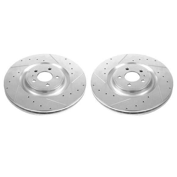 PowerStop Evolution Drilled Slotted Rotors Pair Front For Ford Mustang