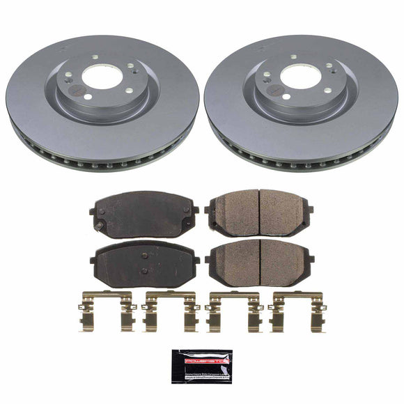 PowerStop Genuine Geomet Coated Rotor and Low-Dust Ceramic Brake Pad Kit