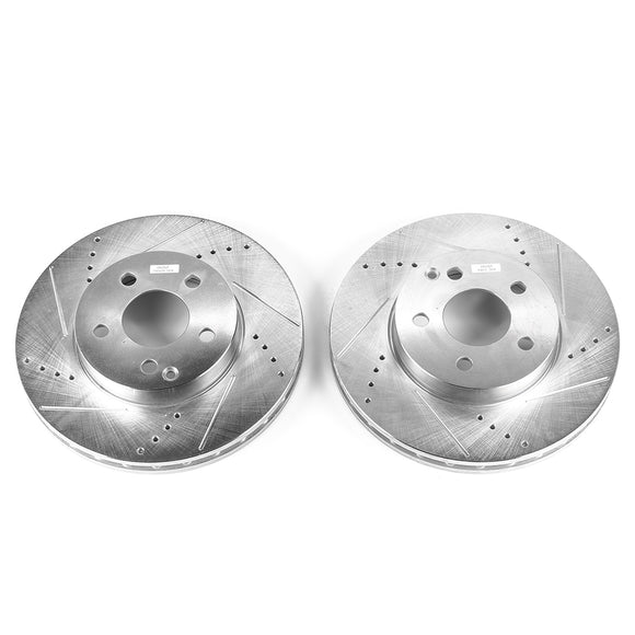 PowerStop Evolution Drilled Slotted Rotors Pair Front For Mercedes-Benz E320