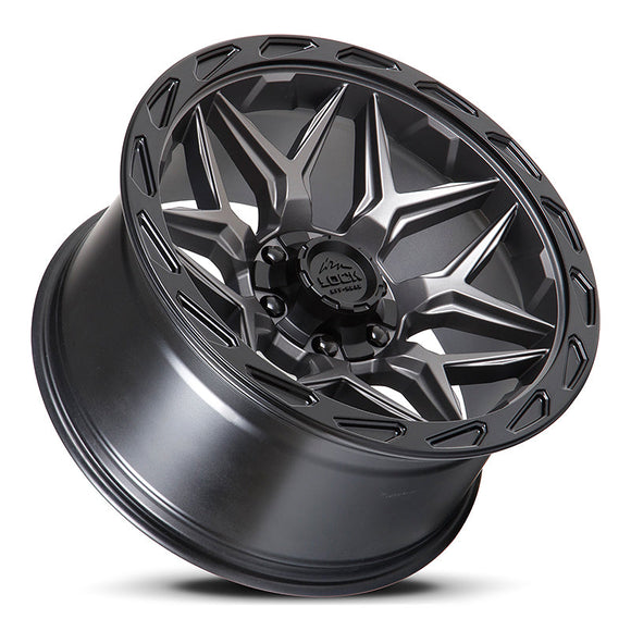 20x9 Lock Off-Road Matrix Gray Black Ring 6x135 6x139.7 6x5.5 ET0 Wheel