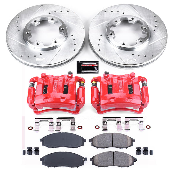 PowerStop Z23 Daily Driver Carbon-Fiber Ceramic Pads Drilled & Slotted Rotor & C