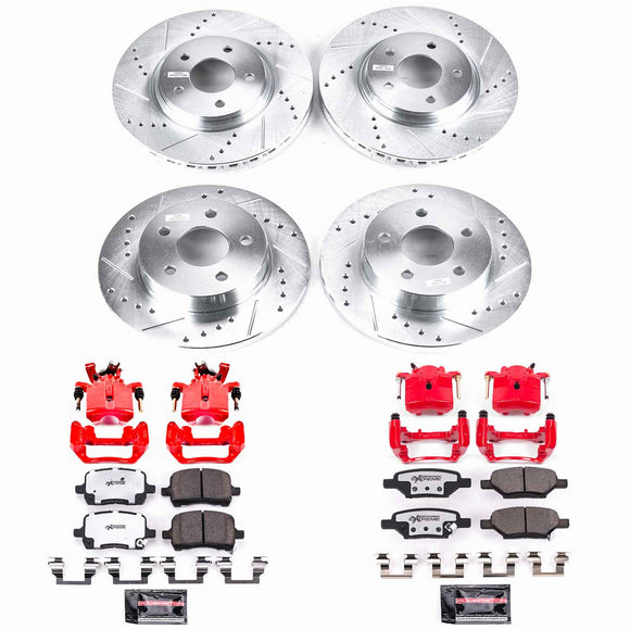 PowerStop Z26 Street Performance Ceramic Brake Pad, Drilled Slotted Rotor, and C