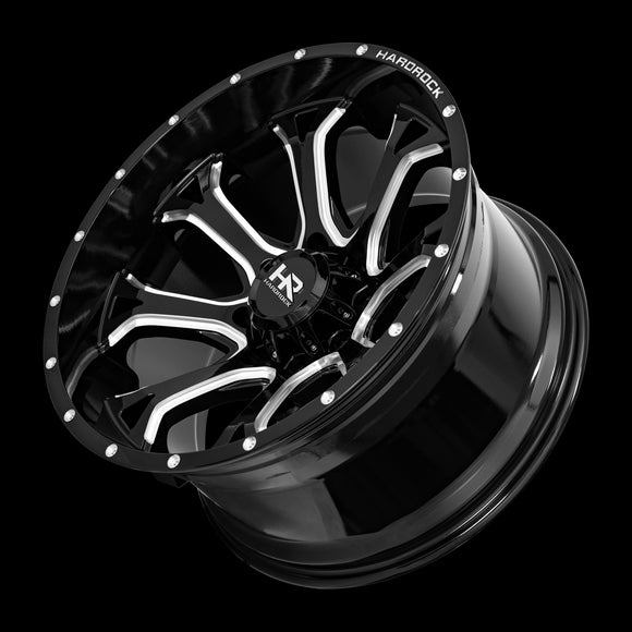 24x14 Hardrock BloodShot Xposed Gloss Black Milled 8x170 ET-76 wheel/rim
