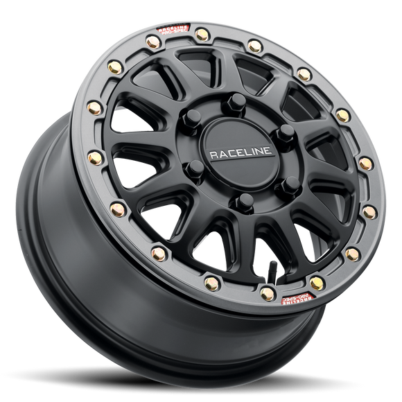 15x10 Raceline A14BG Alpha Black With Gunmetal Ring 4x156 ET10 Wheel