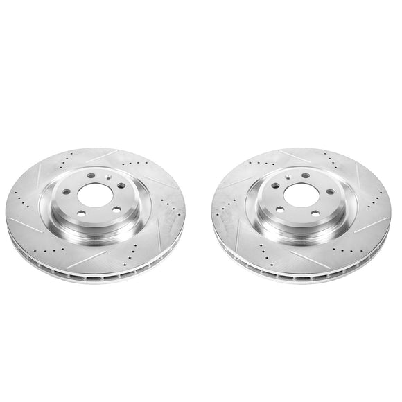 PowerStop Evolution Drilled Slotted Rotors Pair Front For Audi S5