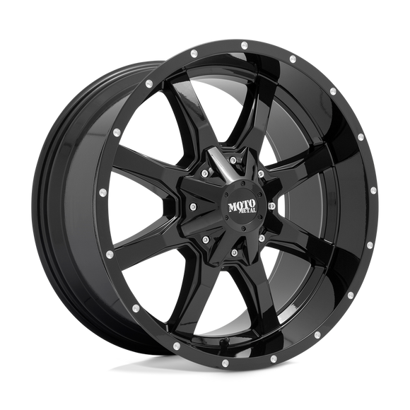 20X10 Moto Metal MO970 Gloss Black With Milled Lip 8X170 ET-24 wheel/rim