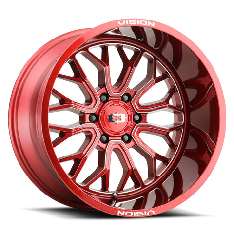 20x10 Vision 402 Riot Red Tint Milled Spoke 5x127 5x5 ET-25 Wheel Rim