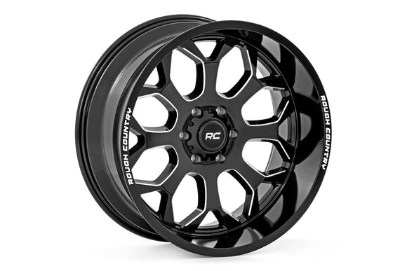 20x10 Rough Country 96 Series Gloss Black Machined Wheel 8x6.5 ET-19 CB5.079